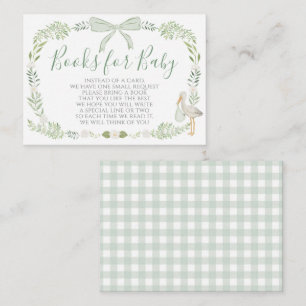 Stork Baby Shower Green Book Request Card