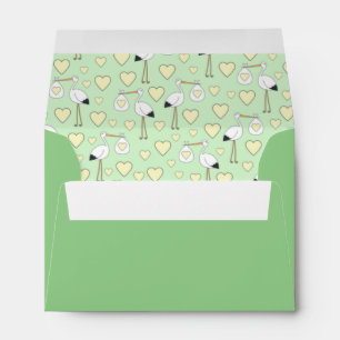 Stork Baby Shower Green Spring Envelope
