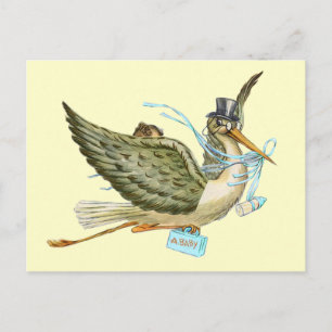 STORK BABY SHOWER INVITATION POSTCARD