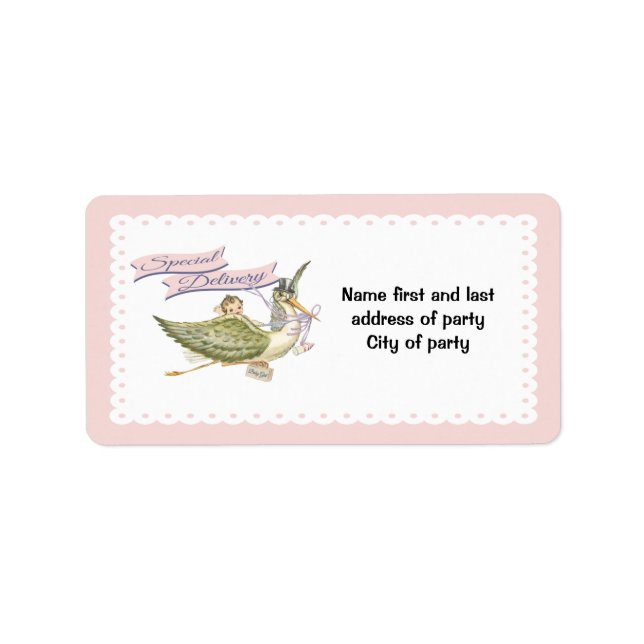 Stork Baby Shower labels (Front)