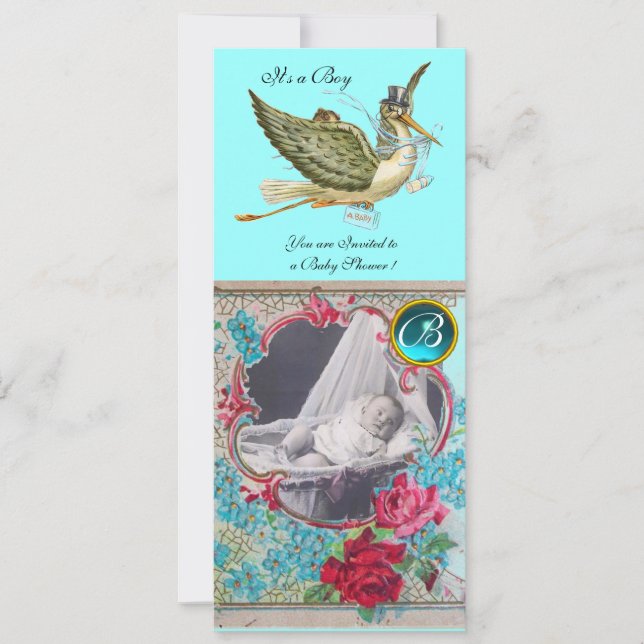 STORK BABY SHOWER MONOGRAM PHOTO TEMPLATE (Front)