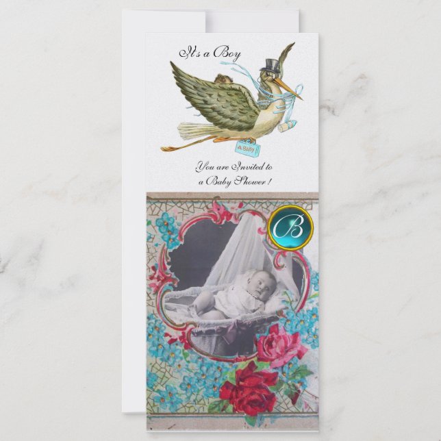 STORK BABY SHOWER MONOGRAM PHOTO TEMPLATE ice (Front)