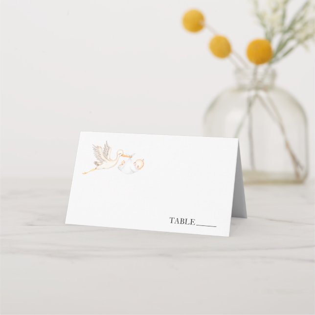 Stork Baby Shower Name Place Cards (Front)