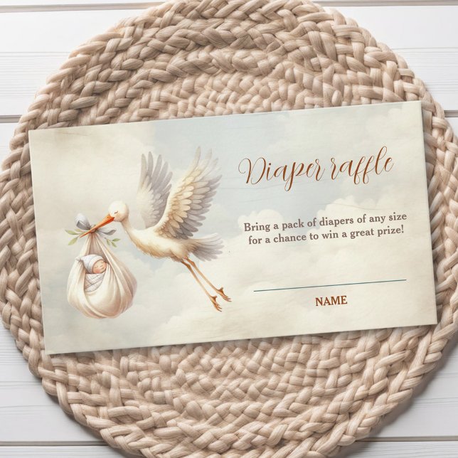 Stork Baby Shower Neutral Diaper Raffle Card (Stork Baby Shower Neutral Diaper Raffle Card)