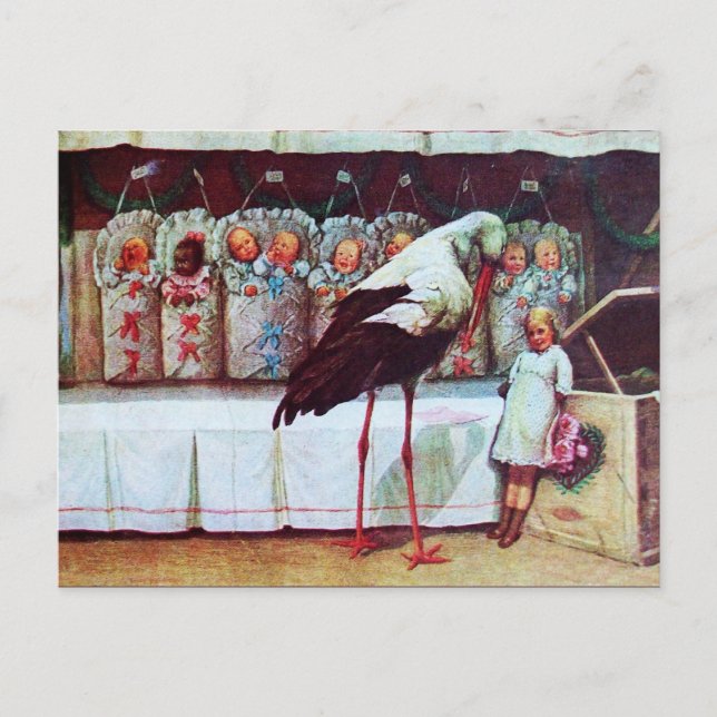 STORK BABY SHOWER  New Babies Invitation Postcard (Front)