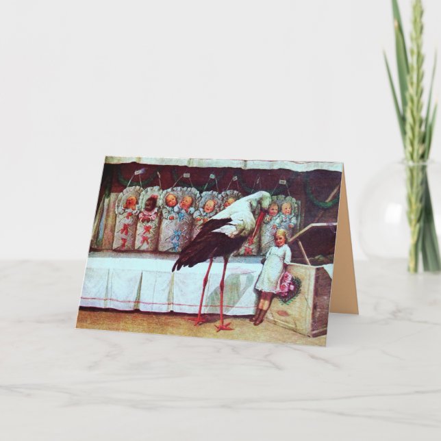 STORK BABY SHOWER New Babies Thank You Card (Front)