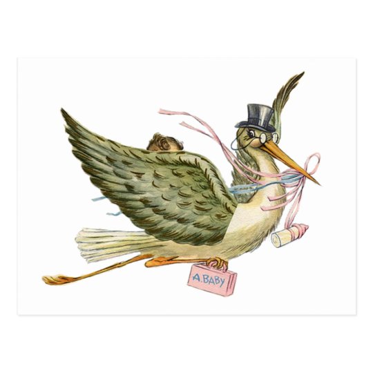 STORK BABY SHOWER POSTCARD