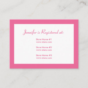 Stork Baby Shower Registry Card - Pink