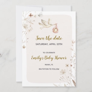 Stork baby shower save the date