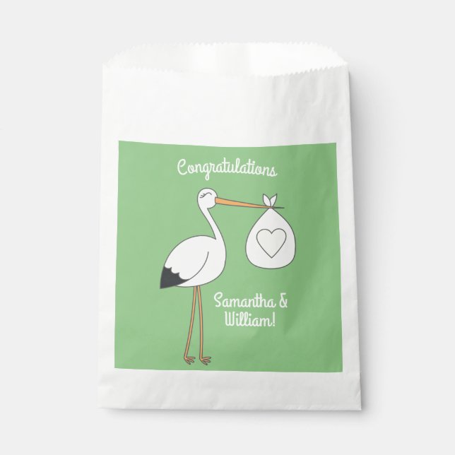 Stork Baby Shower Spring Favour Bags (Front)