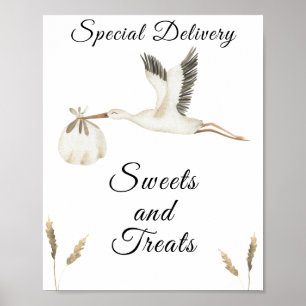 stork baby shower - sweets and treats poster