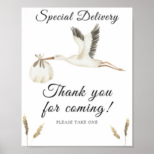 stork baby shower - thank you for coming  poster