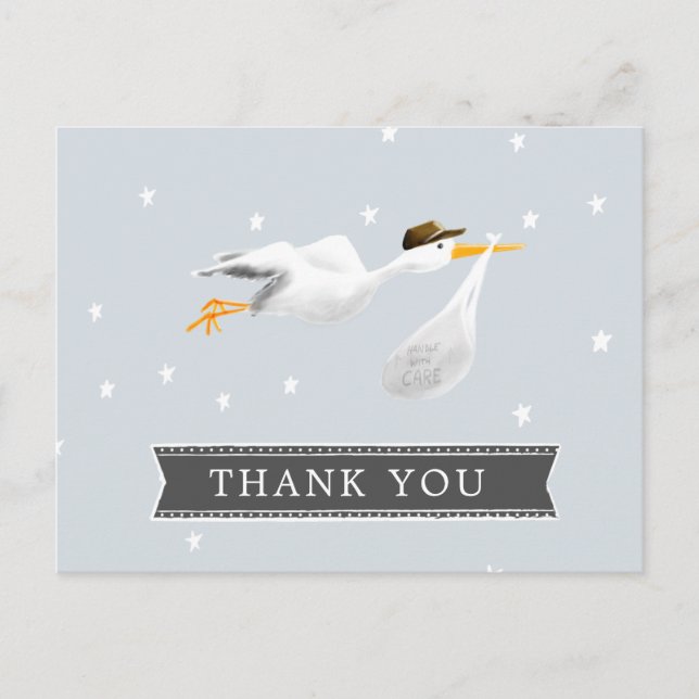 Stork Baby Shower Thank you Postcard (Front)