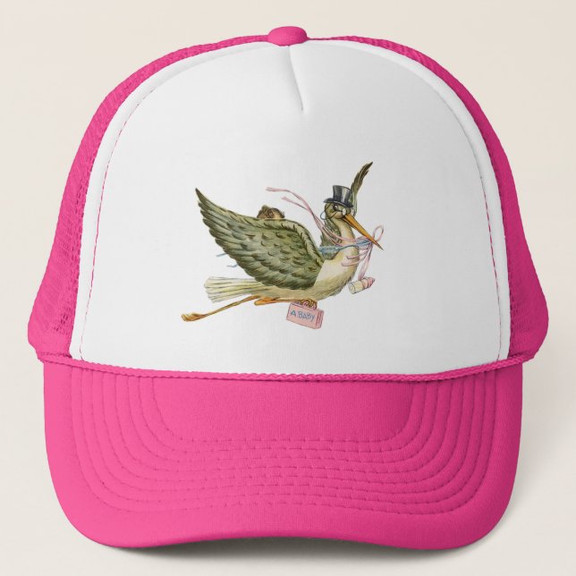 STORK BABY SHOWER TRUCKER HAT (Front)