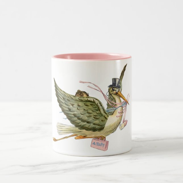 STORK BABY SHOWER Two-Tone COFFEE MUG (Center)