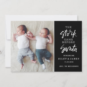 Stork Before Santa Birth Announcement Photo Card