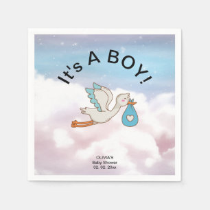 Stork Bird It's a Boy Baby Shower Napkin
