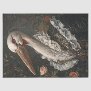 Stork Bird Portrait in Suit Vintage Tissue Paper