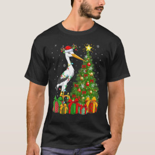 Stork Bird Xmas Holiday Santa Stork Christmas Tree T-Shirt