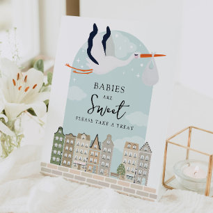 Stork Boho Baby Shower Babies Are Sweet Favours Pedestal Sign