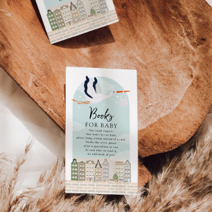 Stork Boho Baby Shower Books for Baby Enclosure Card