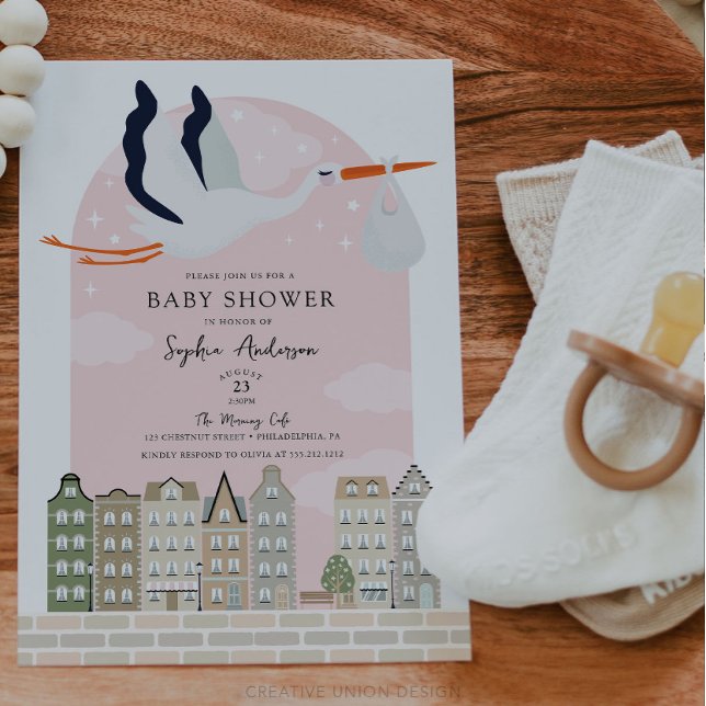 Stork Boho Baby Shower Special Delivery Sprinkle Invitation (Boho Baby Shower Stork)
