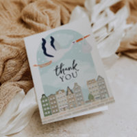 Stork Boho Baby Shower Sprinkle Thank You Card