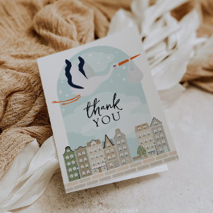 Stork Boho Baby Shower Sprinkle Thank You Card