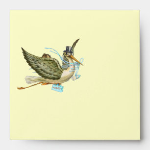 STORK BOY BABY SHOWER , Blue Cream Envelopes