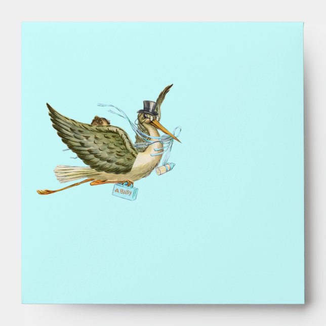 STORK BOY BABY SHOWER , Blue Envelope (Front)