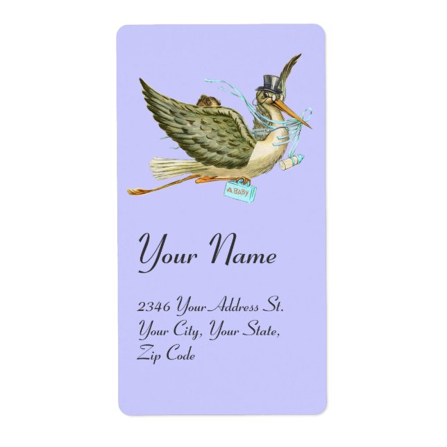 STORK BOY BABY SHOWER , Blue White (Front)