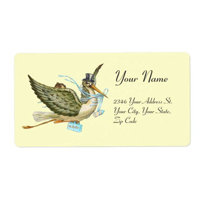 STORK BOY BABY SHOWER , Blue White (Front)