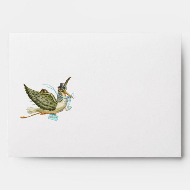 STORK BOY BABY SHOWER , Blue White Envelope (Front)