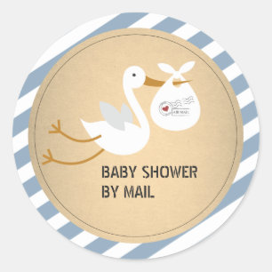 Stork Boy Baby Shower By Mail Classic Round Sticker