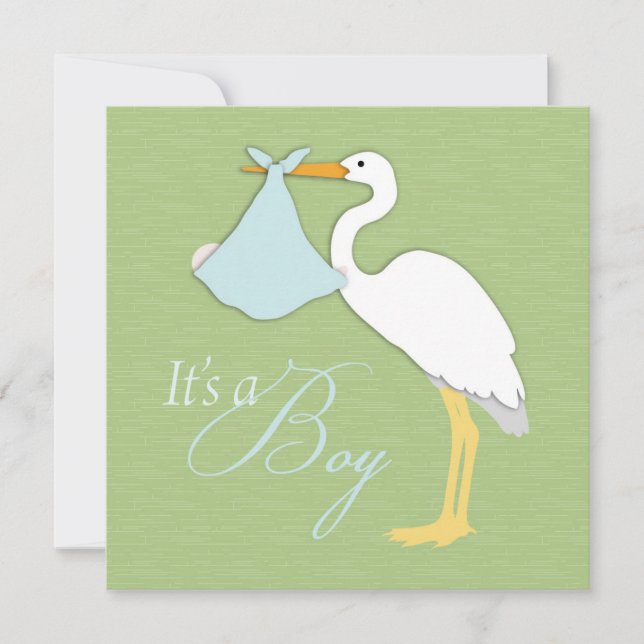 Stork Boy Invitation Square (Front)
