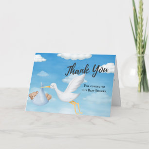 Stork Boys Thank You Baby Shower Card