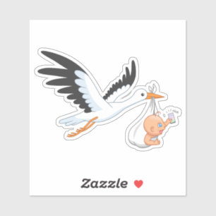 Stork Carrying a Baby Taking First Selfie Sticker
