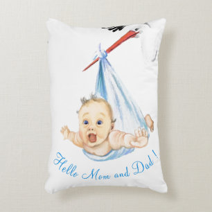 Stork Carrying Baby Accent Pillow Funny Gift