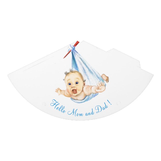 Stork Carrying Baby - Cartoon Drawing Sweet Funny  Party Hat (Front)