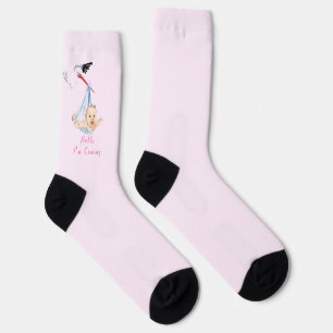 Stork Carrying Baby Funny Socks - Custom Text