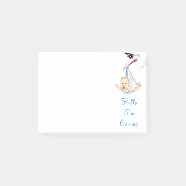 Stork Carrying Baby Funny Sticky Notes (Front)