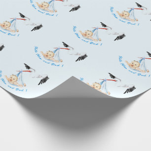 Stork Carrying Baby Shower Funny Wrapping Paper