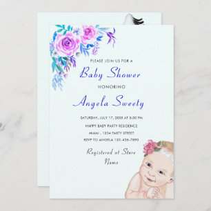 Stork Carrying Baby Shower Invitation