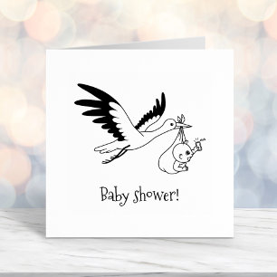 Stork Carrying Bundle Baby Shower Self-inking Stamp