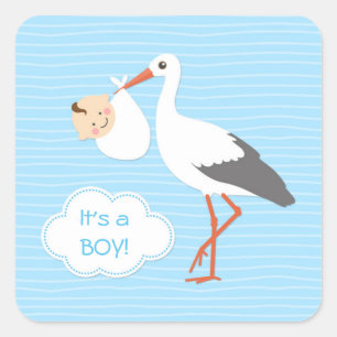 Stork carrying cute baby boy You Sticker
