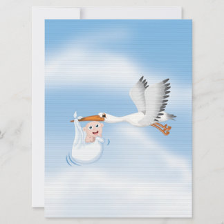 Stork carrying new born Baby Invitation