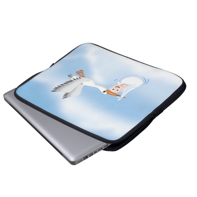 Stork carrying new born Baby Laptop Sleeve (Front Bottom)