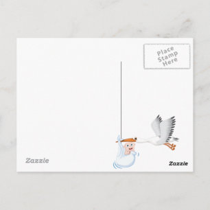 Stork carrying new born Baby Postcard