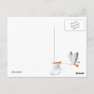 Stork carrying new born Baby Postcard