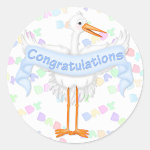 Stork Congratulations Sticker (Blue)